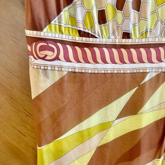 EMILIO PUCCI 1990's Geometric Print Silk Jersey  Chiffon Maxi Dress - Picture 9 of 16